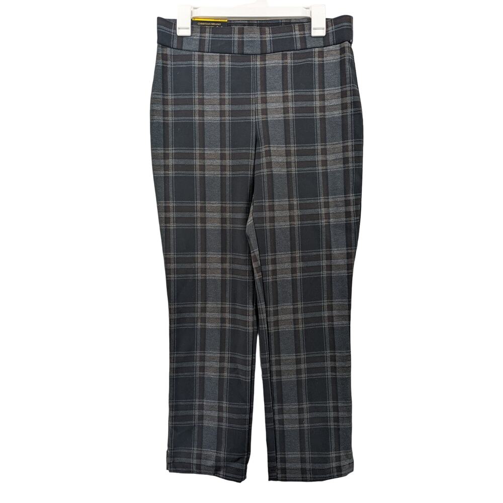 Christian Siriano Ponte Pant M Astrid Plaid Womens Straight Slimming High Rise